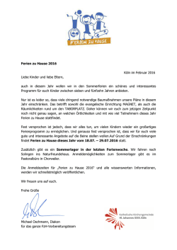 Info-Flyer - Ferien zu Hause