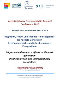 Interdisciplinary Psychoanalytic Research Conference 2016