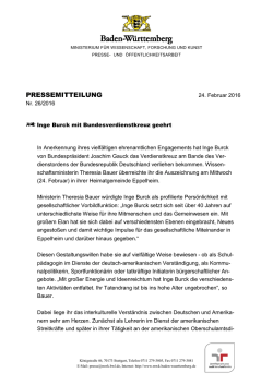 PRESSEMITTEILUNG - Ministerium für Wissenschaft, Forschung