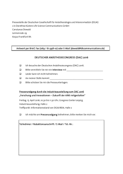 DEUTSCHER ANÄSTHESIECONGRESS (DAC) 2016