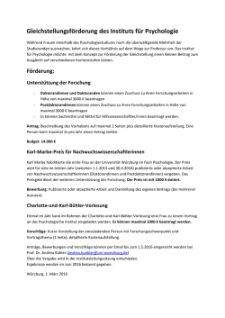 Gleichstellungsf&ouml;rderung des Instituts f&uuml;r Psychologie