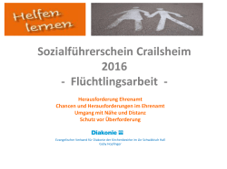 Sozialführerschein Crailsheim 2016 - Flüchtlingsarbeit -