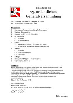 Generalversammlung - Sportschützen Oberwil BL