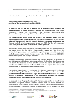 Information der Koordinierungsstelle des LAP im SHK