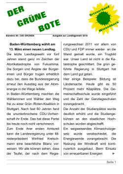 Grüner Bote Februar 2016 - Ortsverband Wiesenbach