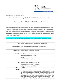 Lehren und Lernen, Teil 1