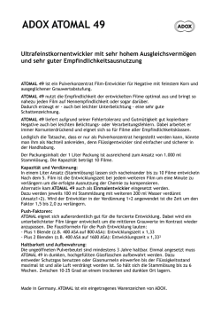 Adox Atomal 49 Verarbeitungshinweise