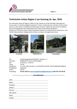 Technischer Anlass Region 2 am Samstag 16. Apr. 2016