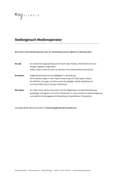 Stellengesuch Medienoperator