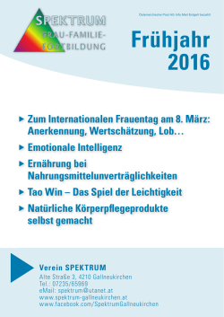 Programm für den Frühling 2016