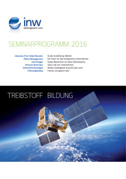 Jahresprogramm 2016 - INW Institut Neue Wirtschaft
