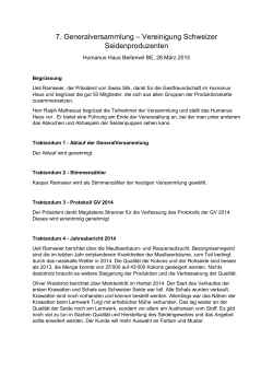 Swiss Silk - Protokoll 7. Generalversammlung 28.03.15