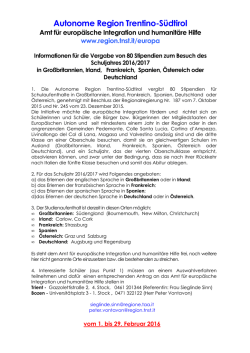 Informationen f&uuml;r die Vergabe von 80 Stipendien zum Besuch des