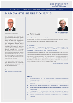 Mandantenbrief 04/2015 - Grooterhorst & Partner Rechtsanwälte