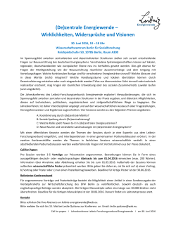 Call for Abstracts - Leibniz-Forschungsverbund „Energiewende“