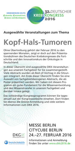 Flyer - 32. Deutscher Krebskongress 2016