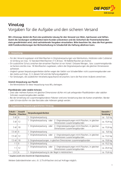 VinoLog Vorgaben f&uuml;r die Aufgabe und den sicheren