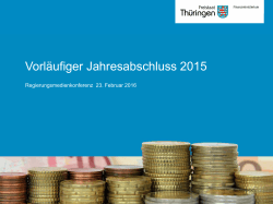 Haushaltseckwerte vorläufiger Jahresabschluss 2015