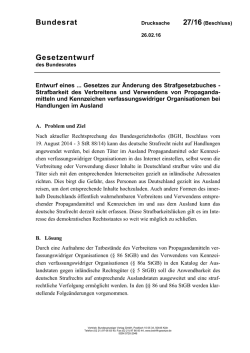 Entwurf eines Gesetzes zur Änderung des