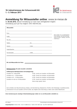 i+e 2017 Anmeldung Mitaussteller