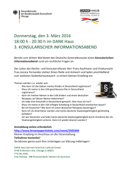 Donnerstag, den 3. M&auml;rz 2016 18:00 h - 20:30 h im