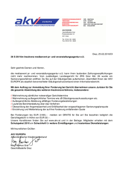 Graz, 25.02.2016/DI 26 S 28/16m Insolvenz mediaevent pr