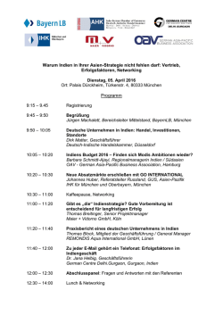 Indien-Veranstaltung am 05.04.2016: Programm + Anmeldecoupon