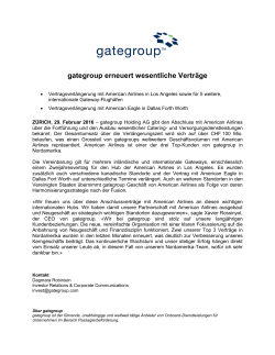 gategroup erneuert wesentliche Verträge