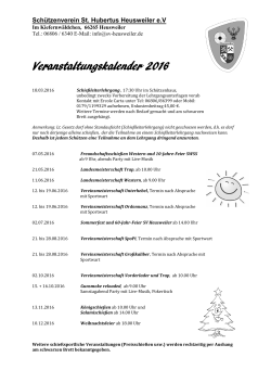 Veranstaltungskalender 2016 - SV St. Hubertus Heusweiler e.V.