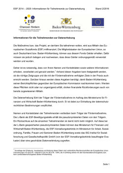 Informationen f&uuml;r Teilnehmende zur Datenerhebung
