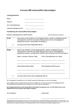 Formular WB (wirtschaftlich Berechtigter)