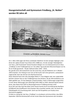 Hausgemeinschaft und Gymnasium Friedberg &bdquo;St. Notker&ldquo; werden