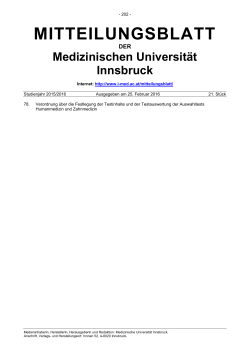 mitteilungsblatt - Medizinische Universität Innsbruck