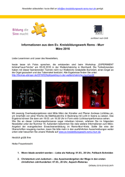 Informationen aus dem Evang - Evangelische Kirchengemeinde