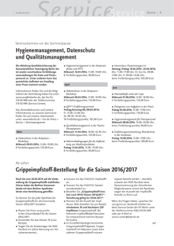 Hygienemanagement, Datenschutz und qualitätsmanagement / Ab