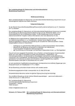 Stellenausschreibung - Landesbeauftragte für Datenschutz