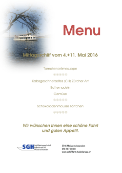 Unser Menu am 4. Mai 2016. - Schifffahrt Hallwilersee