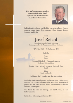 Josef Reichl - Bestattung Lesiak