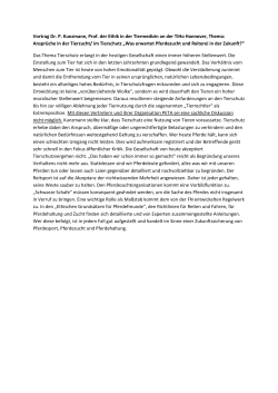 Vortrag Dr. P. Kunzmann, Prof. der Ethik in der Tiermedizin an der