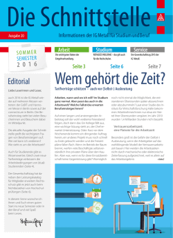 Informationen der IG Metall f&uuml;r Studium und Beruf, Ausgabe 20