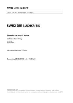 SWR2 Die Buchkritik Manuskript