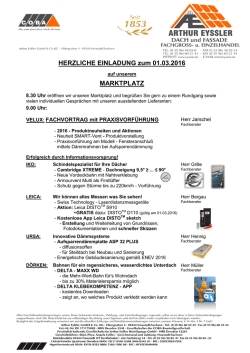Herzliche Einladung zum Marktplatz 01.03.2016