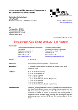 Schulschach-Cup Einzel - Landesschachverband Mecklenburg