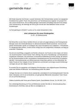 eine Lehrperson f&uuml;r einen Kindergarten