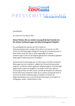 Heiner Rickers: Bis zur zweiten Lesung Ende April werden wir f&uuml;r