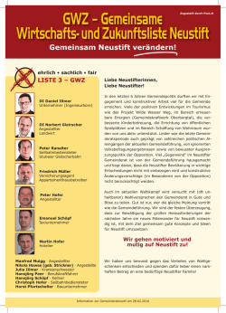 GWZ - Liebe Neustifterinnen und Neustifter!