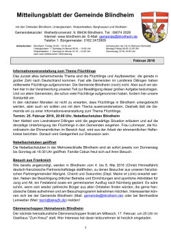 Mitteilungsblatt der Gemeinde Blindheim 02/2016