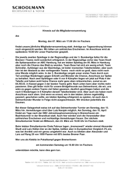 Hinweis auf die Mitgliederversammlung - bridge