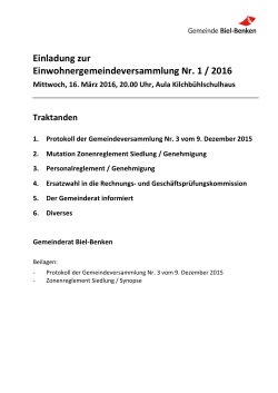 Einladung EGV vom 16.03.2016 - Gemeinde Biel