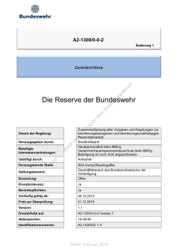 Zentralrichtlinie A2-1300/0-0-2 Die Reserve der Bundeswehr